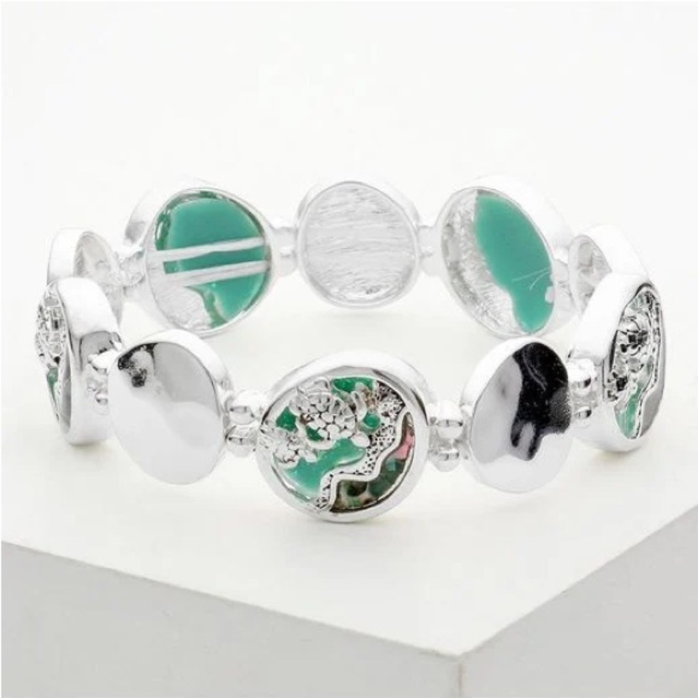 Rain Silver and Green Bracelet
